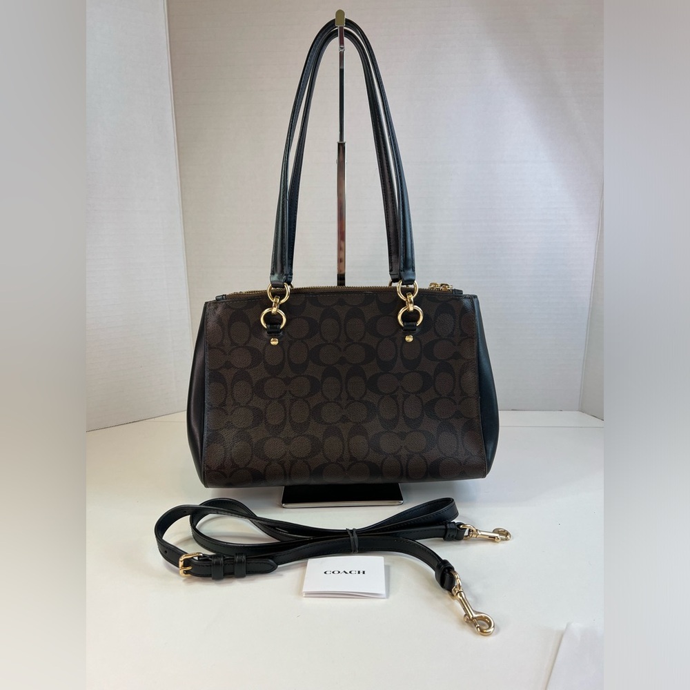 Coach Etta Brown & Black Signature Coated Canvas & Leather Carryall W/COA - Picture 4 of 14